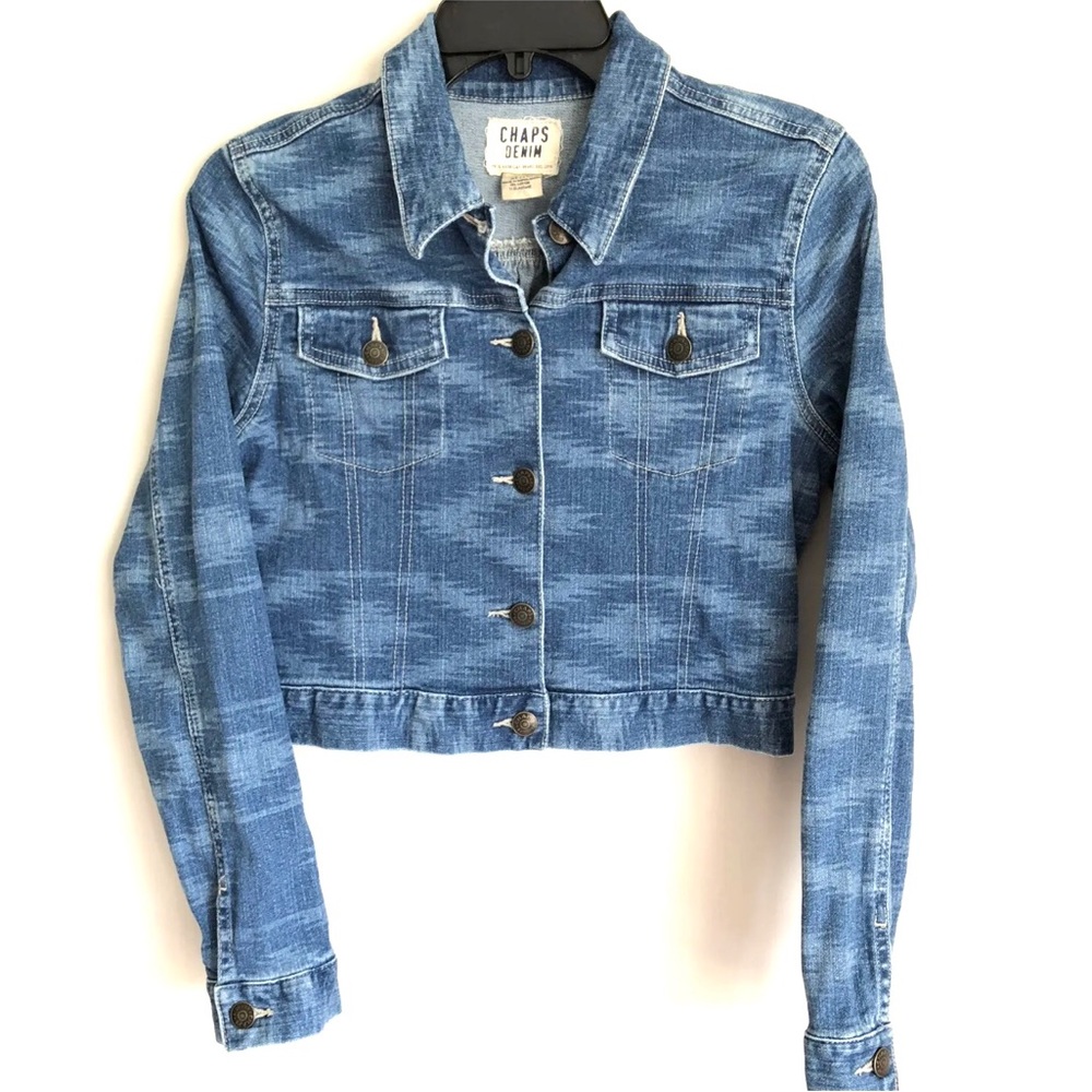 Chaps Denim Girls Aztec Print Jean Jacket